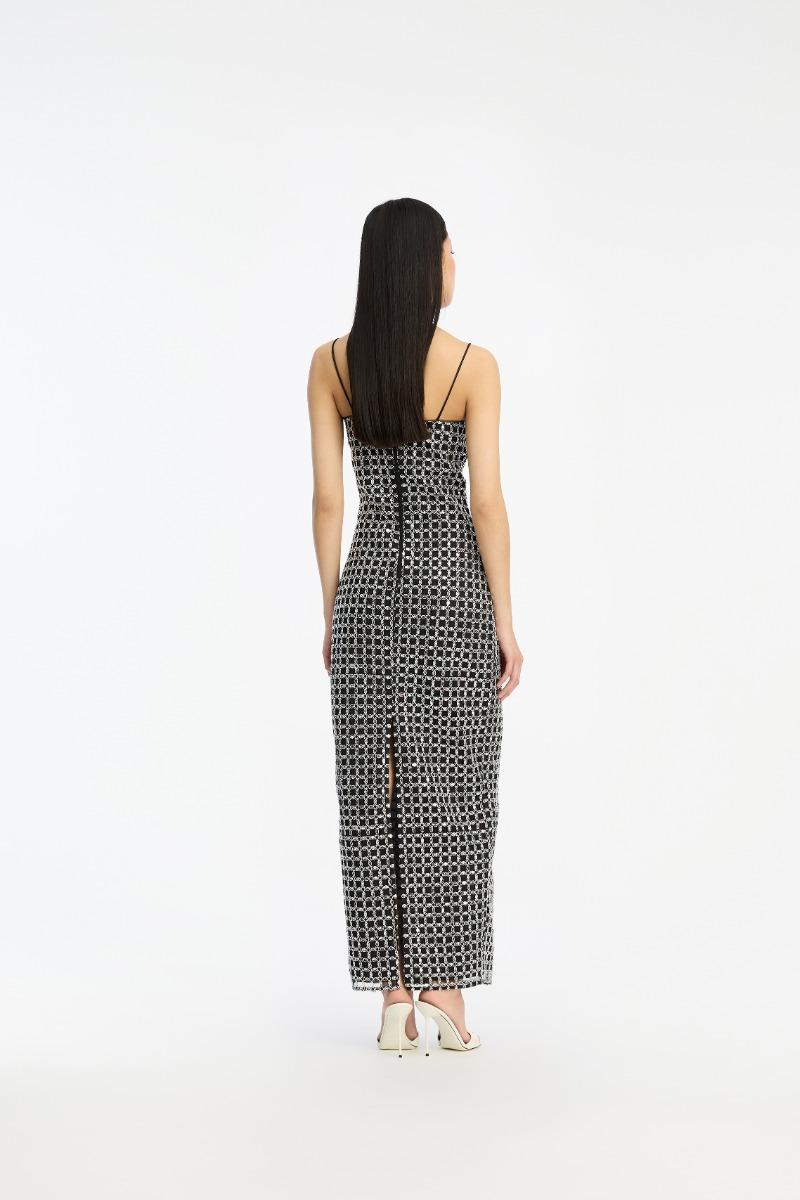 Rotate Birger Christensen Beaded Maxi Slip Dress Black