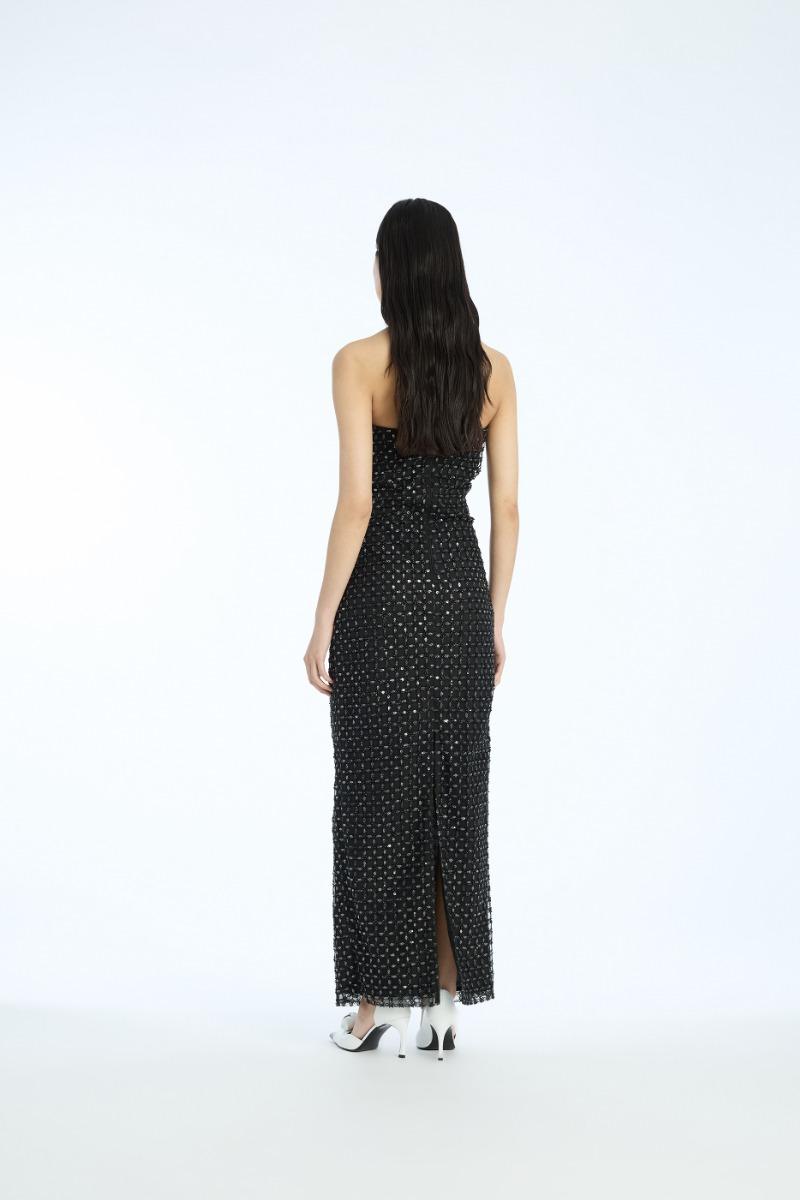 Rotate Birger Christensen Beaded Maxi Tube Dress Black