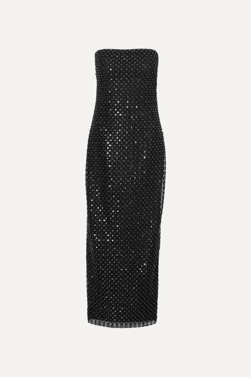 Rotate Birger Christensen Beaded Maxi Tube Dress Black