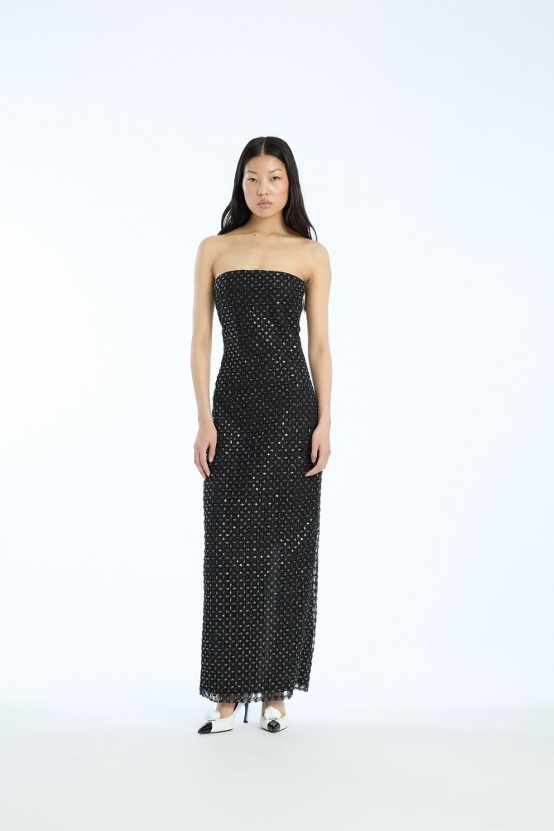 rotate birger christensen Beaded Maxi Tube Dress Black