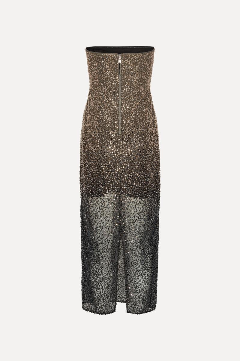 Rotate Birger Christensen Beaded Midi Tube Dress Brown