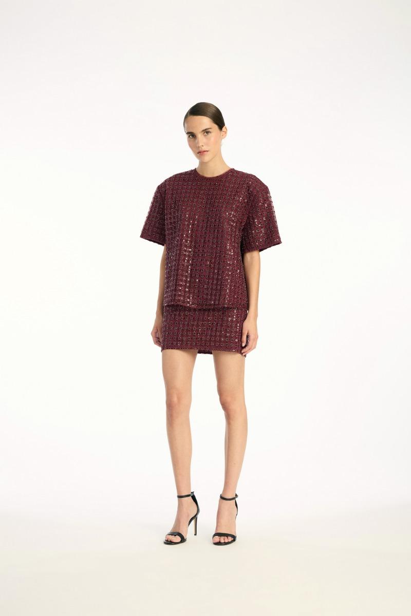 rotate birger christensen Beaded Mini Skirt Bordeaux