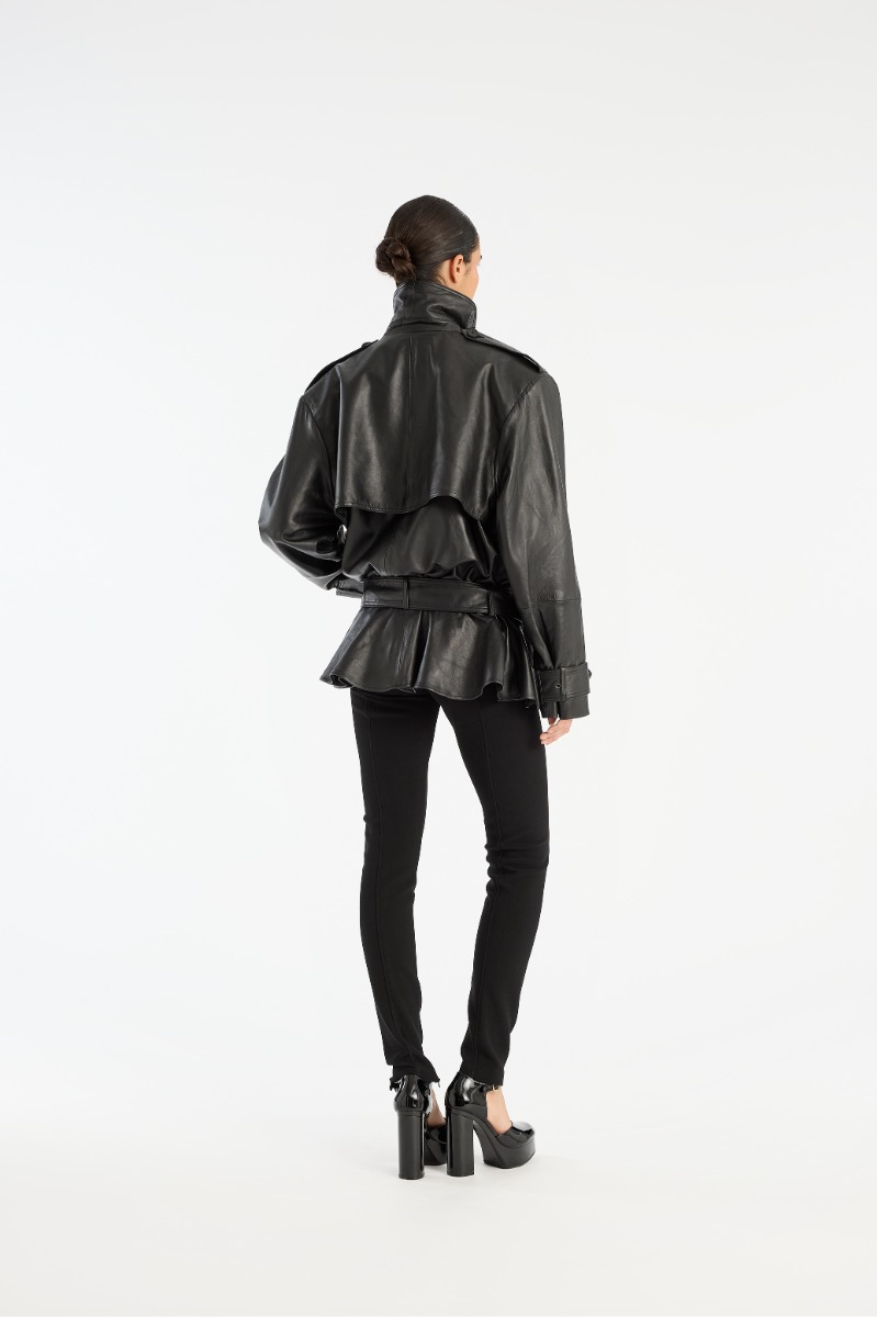 Rotate Birger Christensen Biker Leather Jacket Black