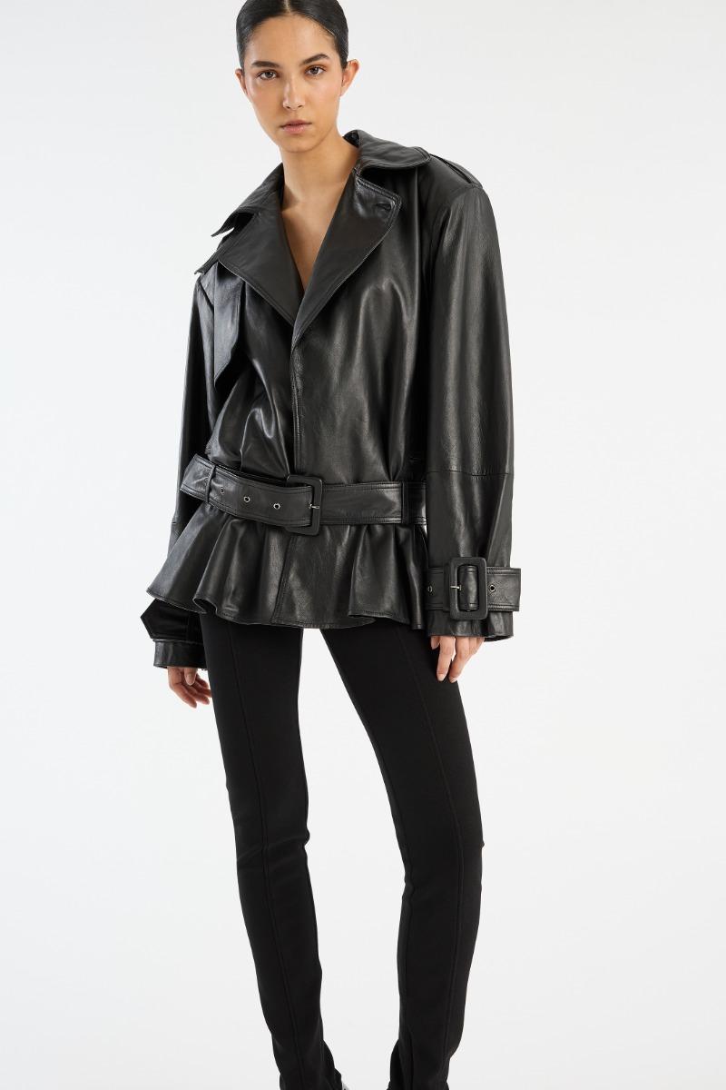Rotate Birger Christensen Biker Leather Jacket Black