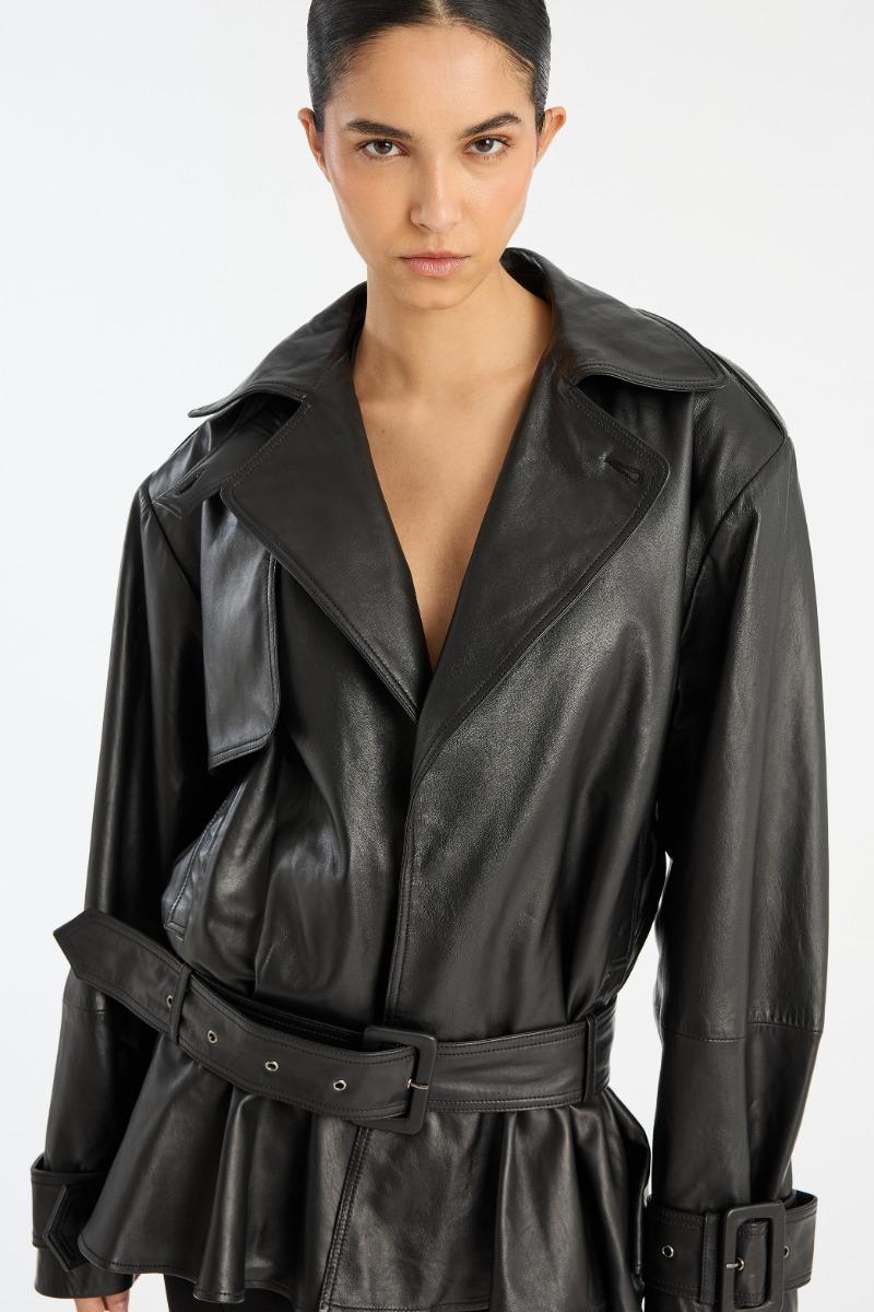 Rotate Birger Christensen Biker Leather Jacket Black