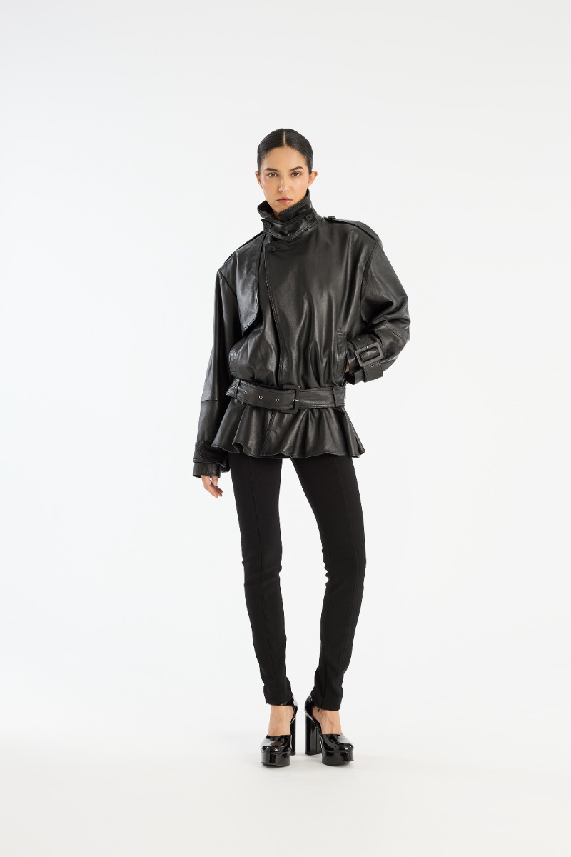 rotate birger christensen Biker Leather Jacket Black