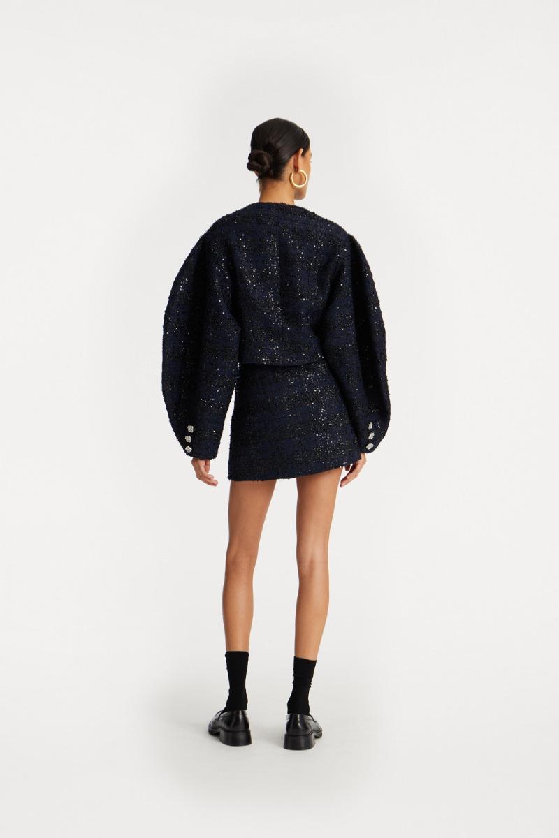 Rotate Birger Christensen Boucle Mini Skirt Dark Blue