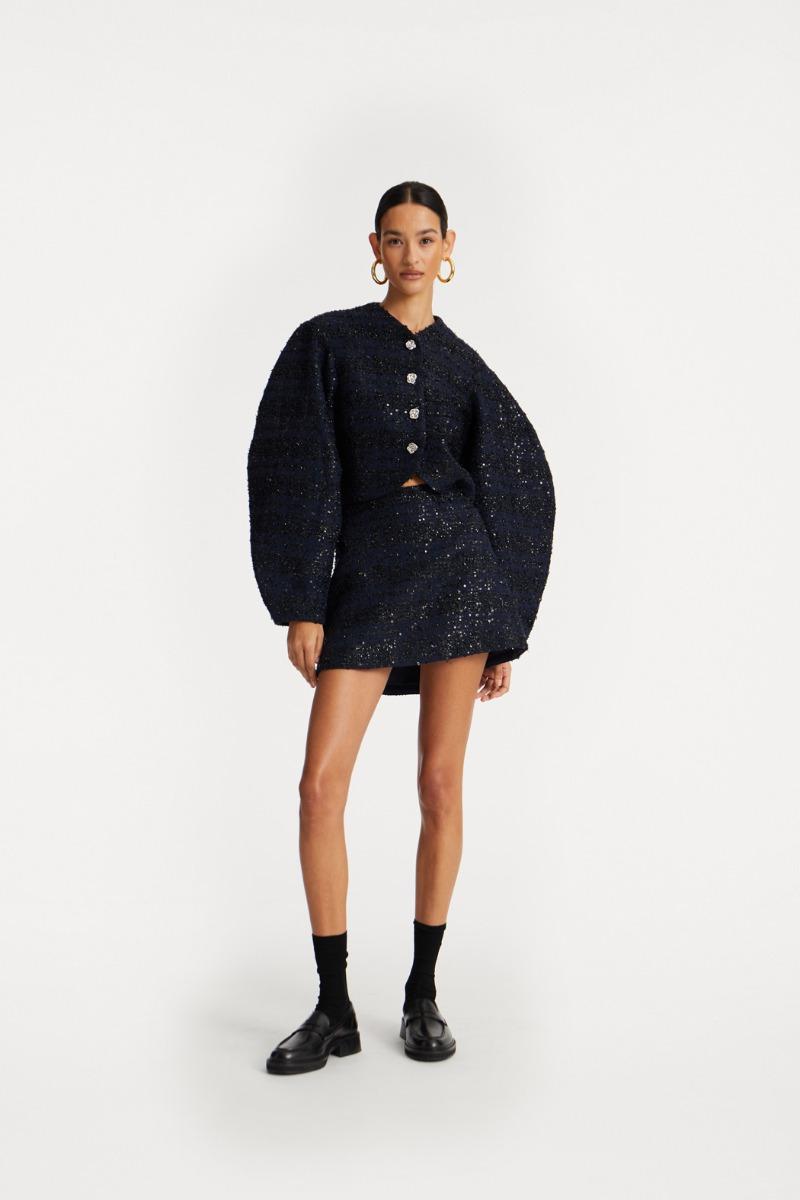 rotate birger christensen Boucle Mini Skirt Dark Blue