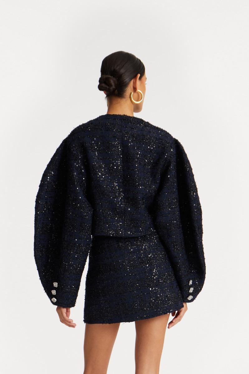 Rotate Birger Christensen Boucle Short Jacket Dark Blue