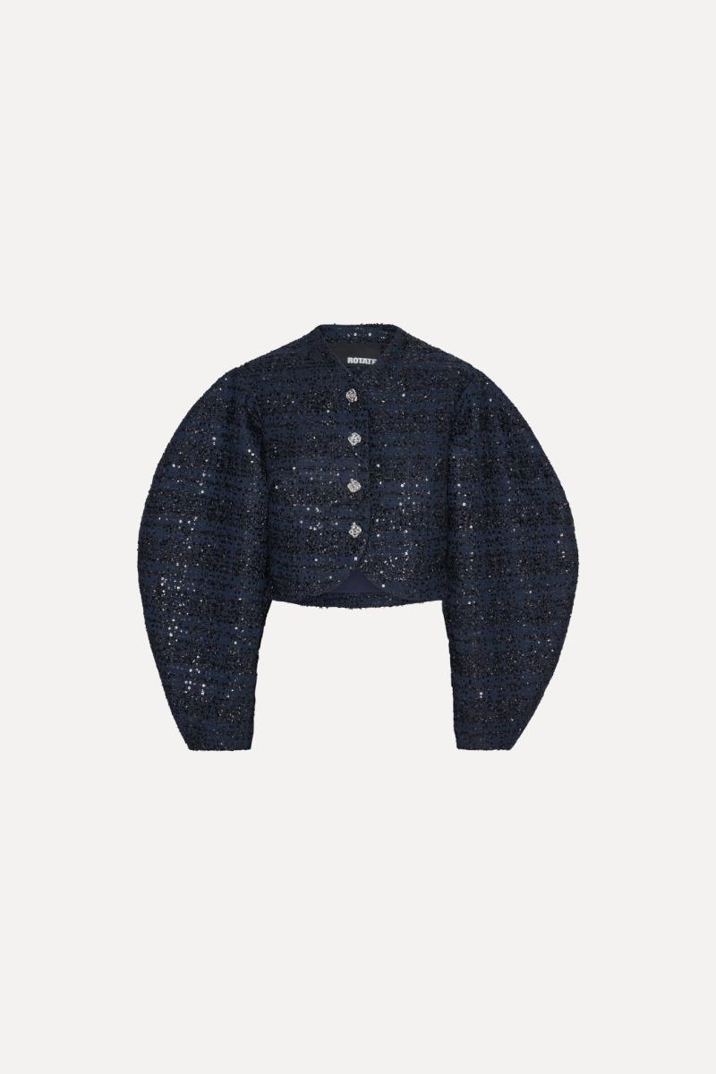 Rotate Birger Christensen Boucle Short Jacket Dark Blue