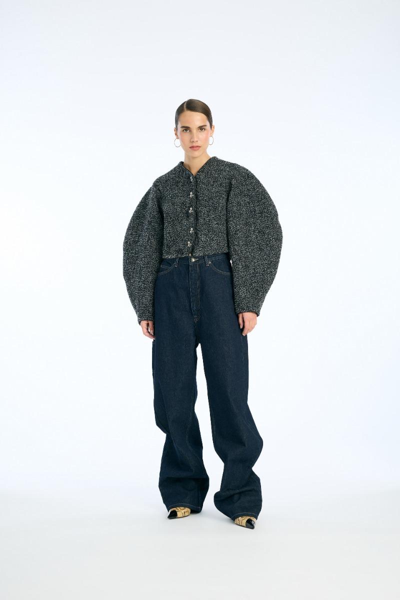 rotate birger christensen Boucle Short Jacket Dark Grey