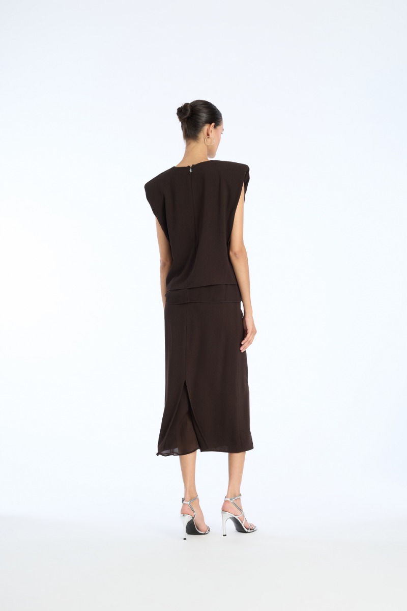 Rotate Birger Christensen Boxy Top With Insert Dark Brown