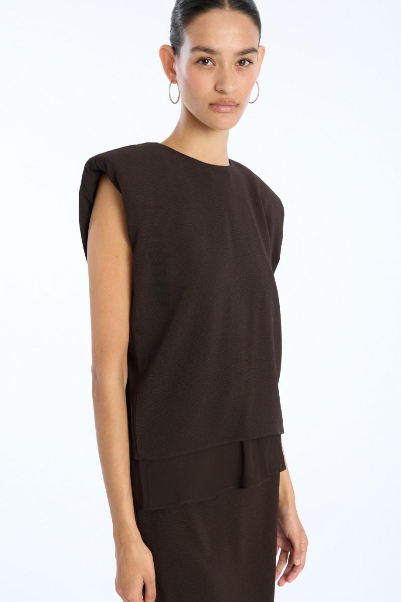 Rotate Birger Christensen Boxy Top With Insert Dark Brown