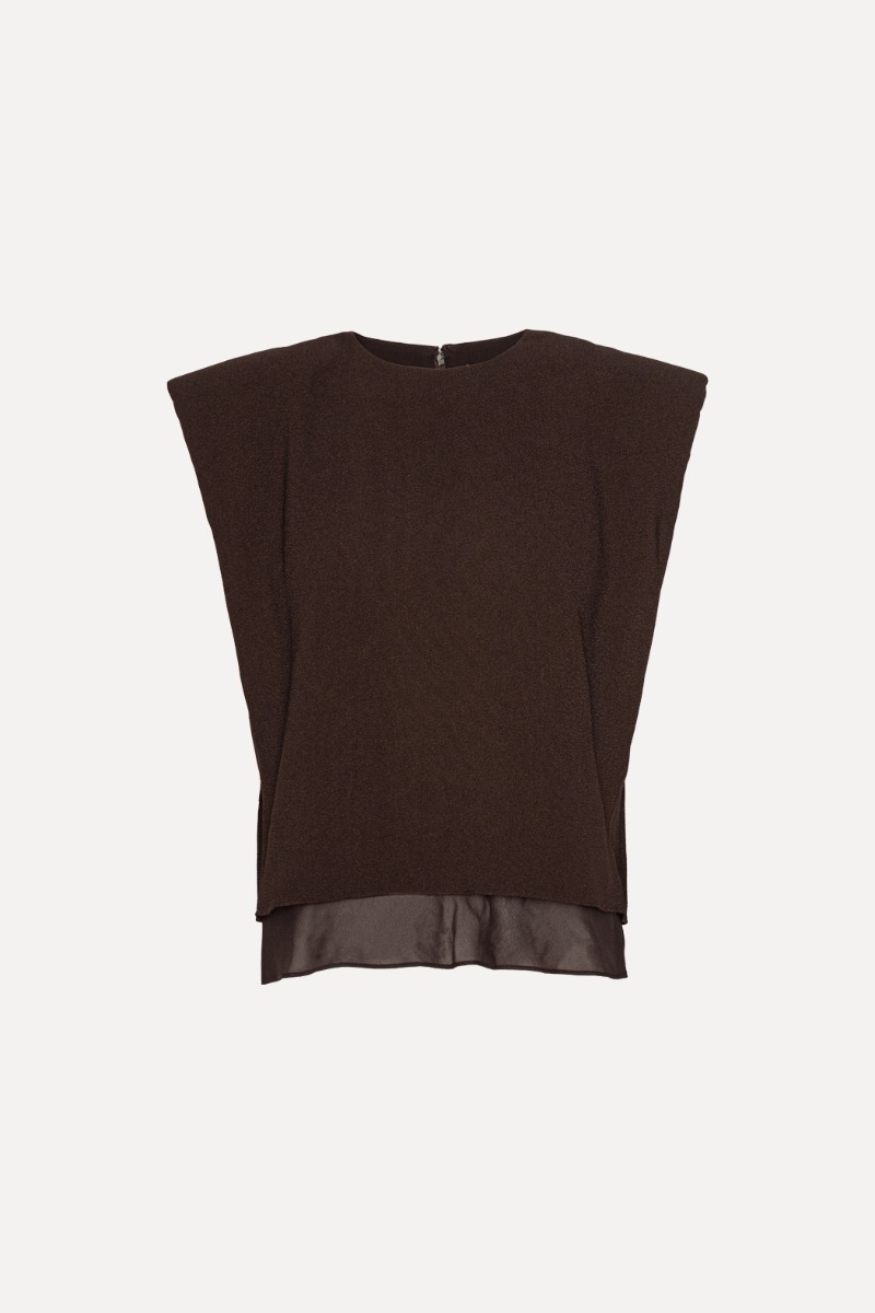 Rotate Birger Christensen Boxy Top With Insert Dark Brown