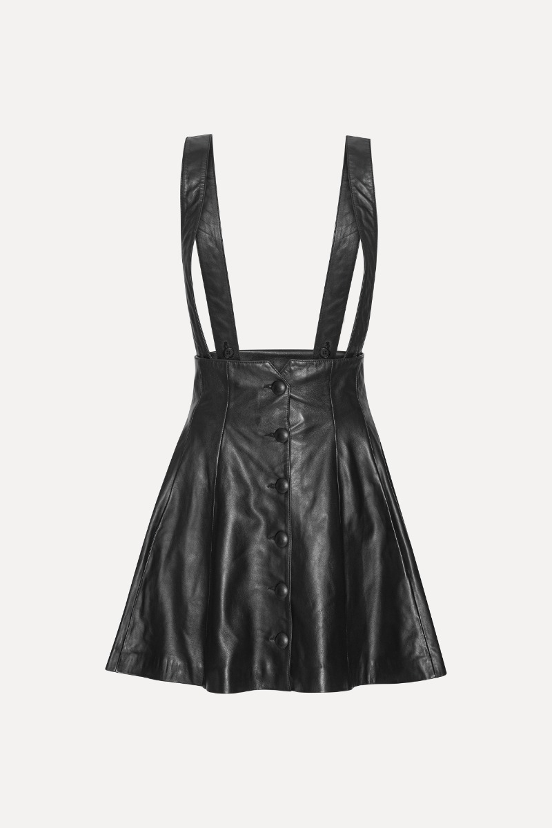 Rotate Birger Christensen Buttoned Leather Skirt Black