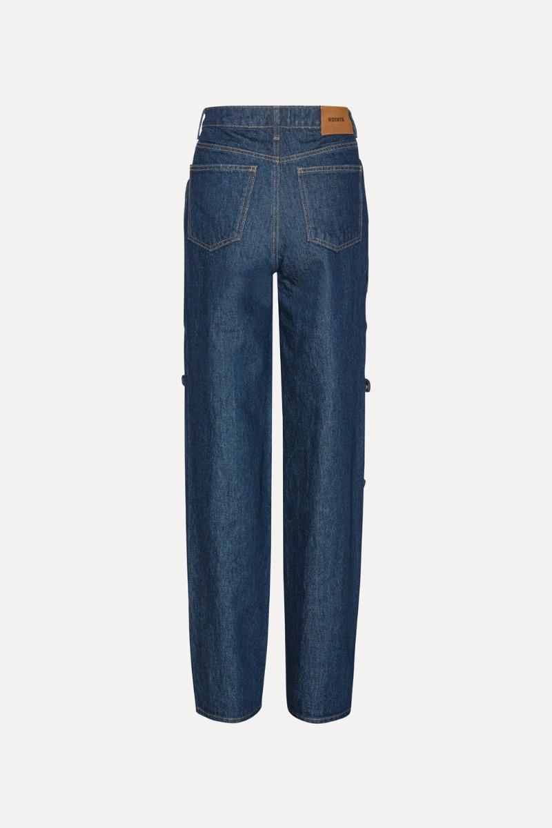 Rotate Birger Christensen Buttoned Wide Leg Jeans Dark Blue