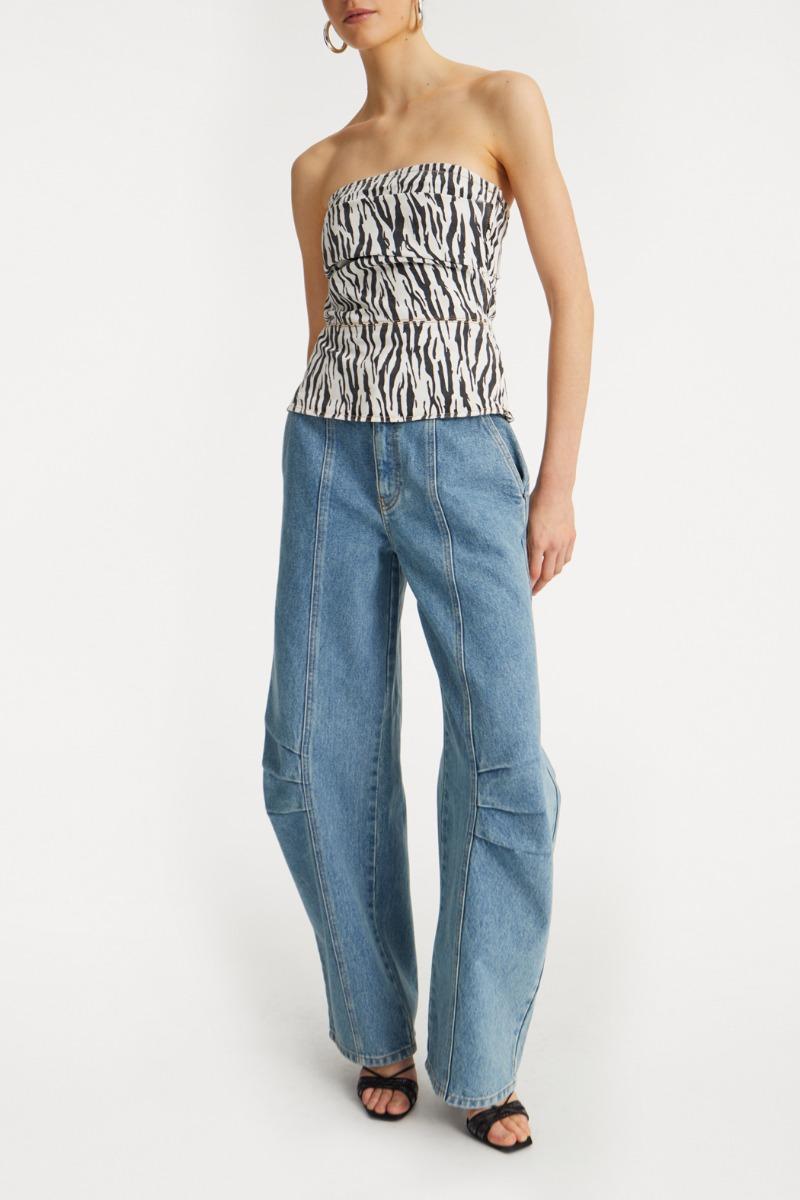 Rotate Birger Christensen Cargo Denim Pants Vintage Blue