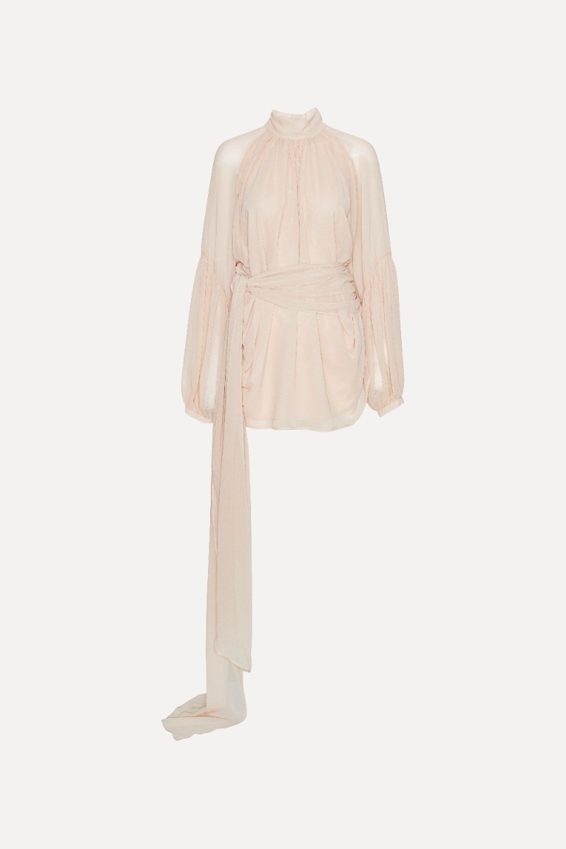 Rotate Birger Christensen Chiffon Strap Tie Dress Creme