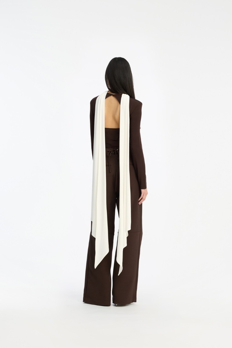Rotate Birger Christensen Corset Suiting Pants Dark Brown