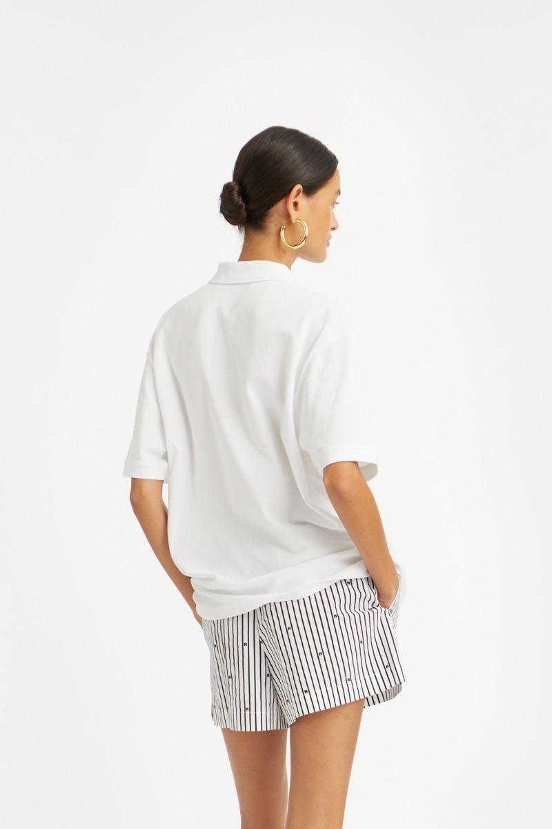 Rotate Birger Christensen Cotton Short Sleeve Polo Bright White