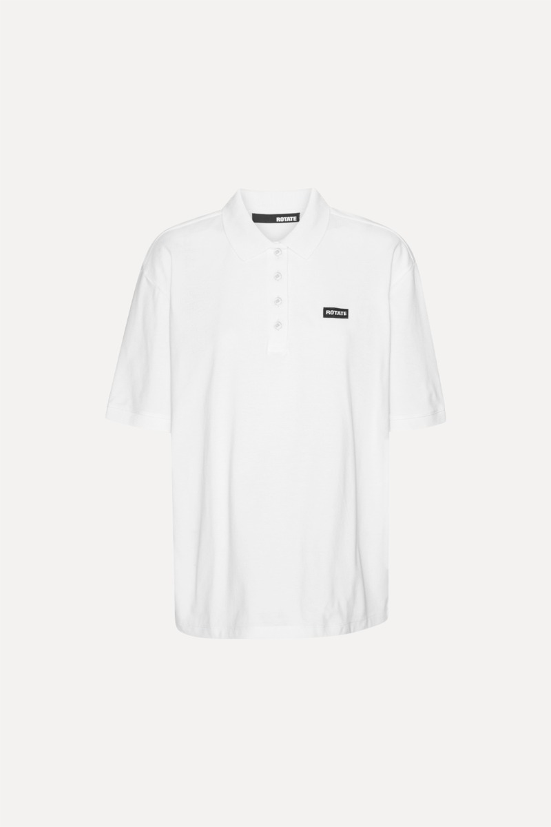 Rotate Birger Christensen Cotton Short Sleeve Polo Bright White