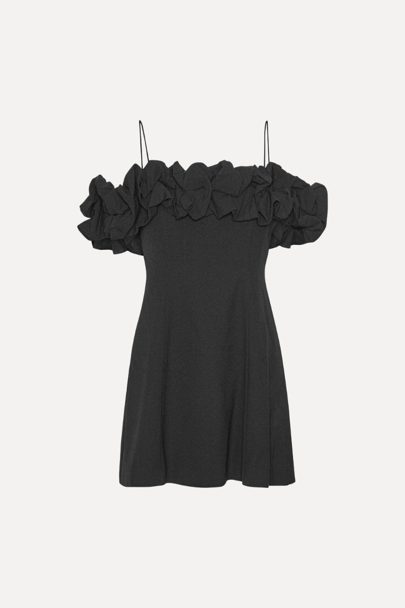 Rotate Birger Christensen Crepe A-line Mini Dress Black