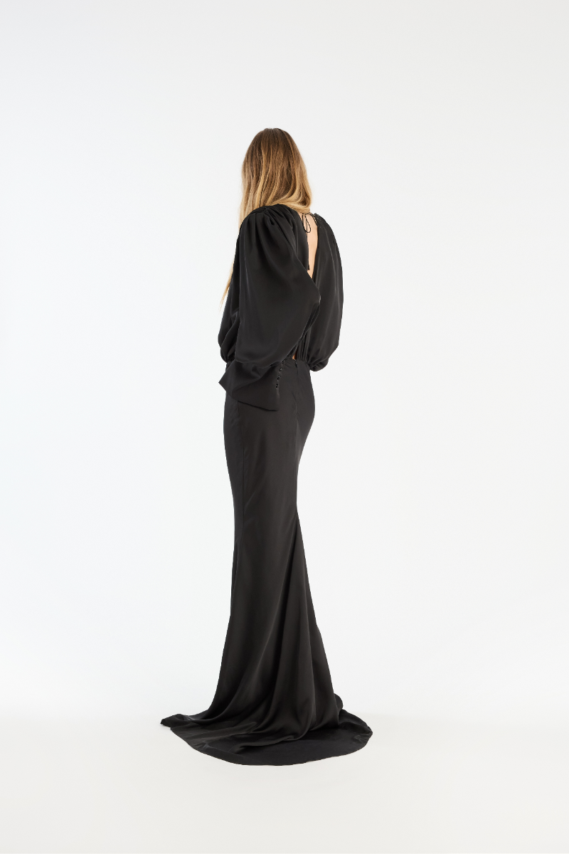 Rotate Birger Christensen Crepe De Chine Maxi Dress Black