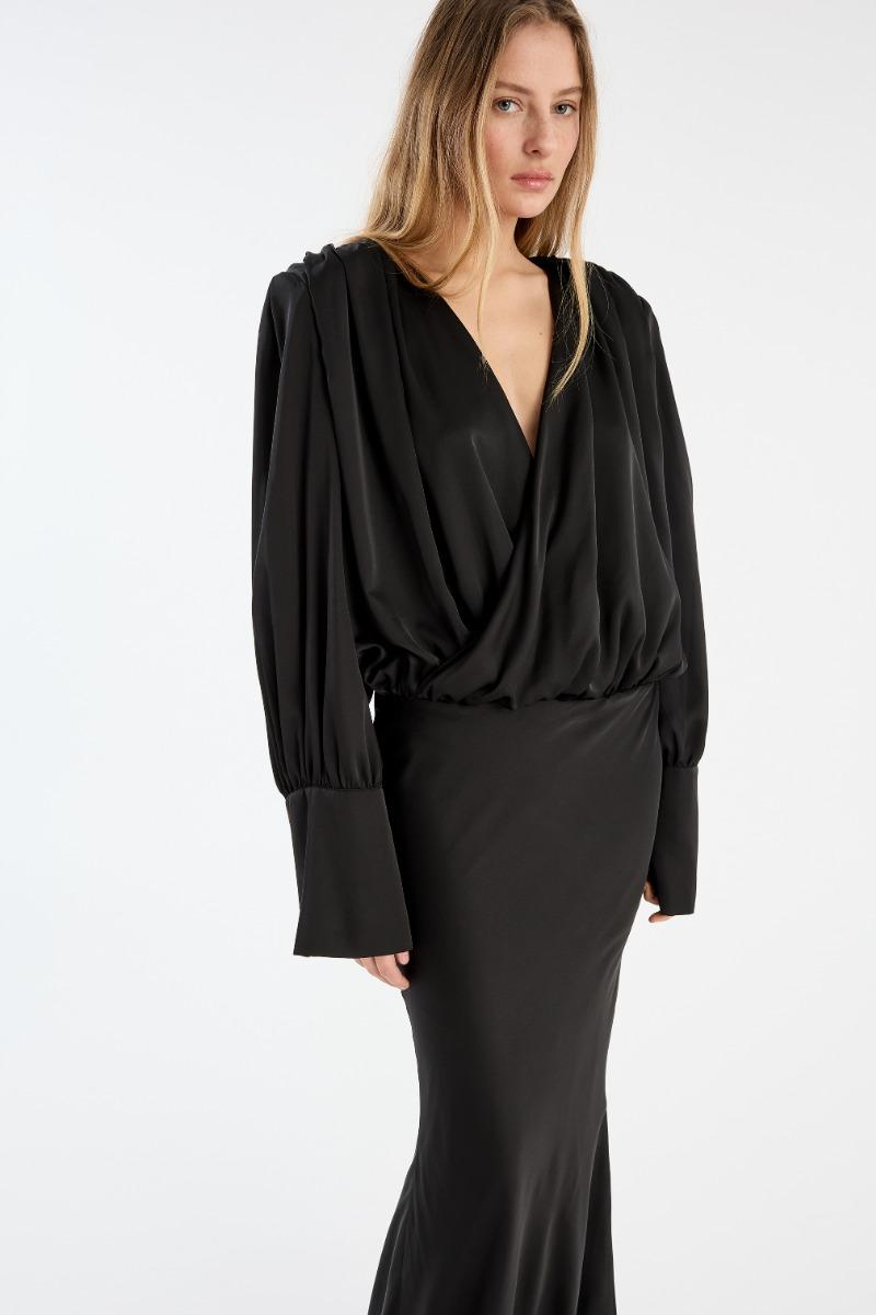 Rotate Birger Christensen Crepe De Chine Maxi Dress Black