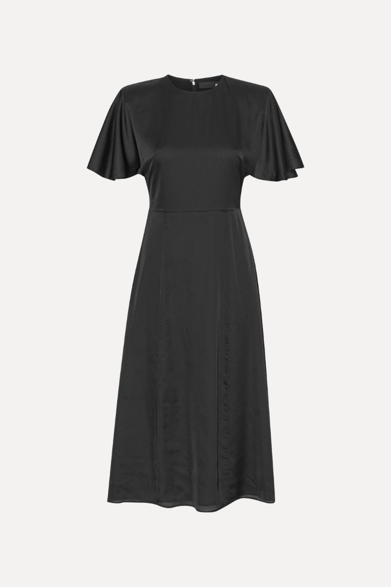 Rotate Birger Christensen Crepe De Chine Midi Dress Black