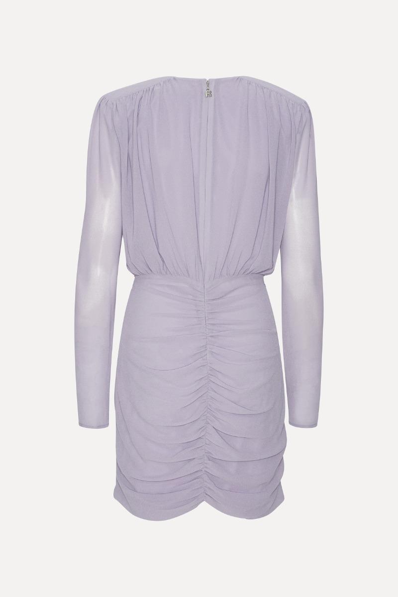 Rotate Birger Christensen Crepe Mini Gathered Dress Purple