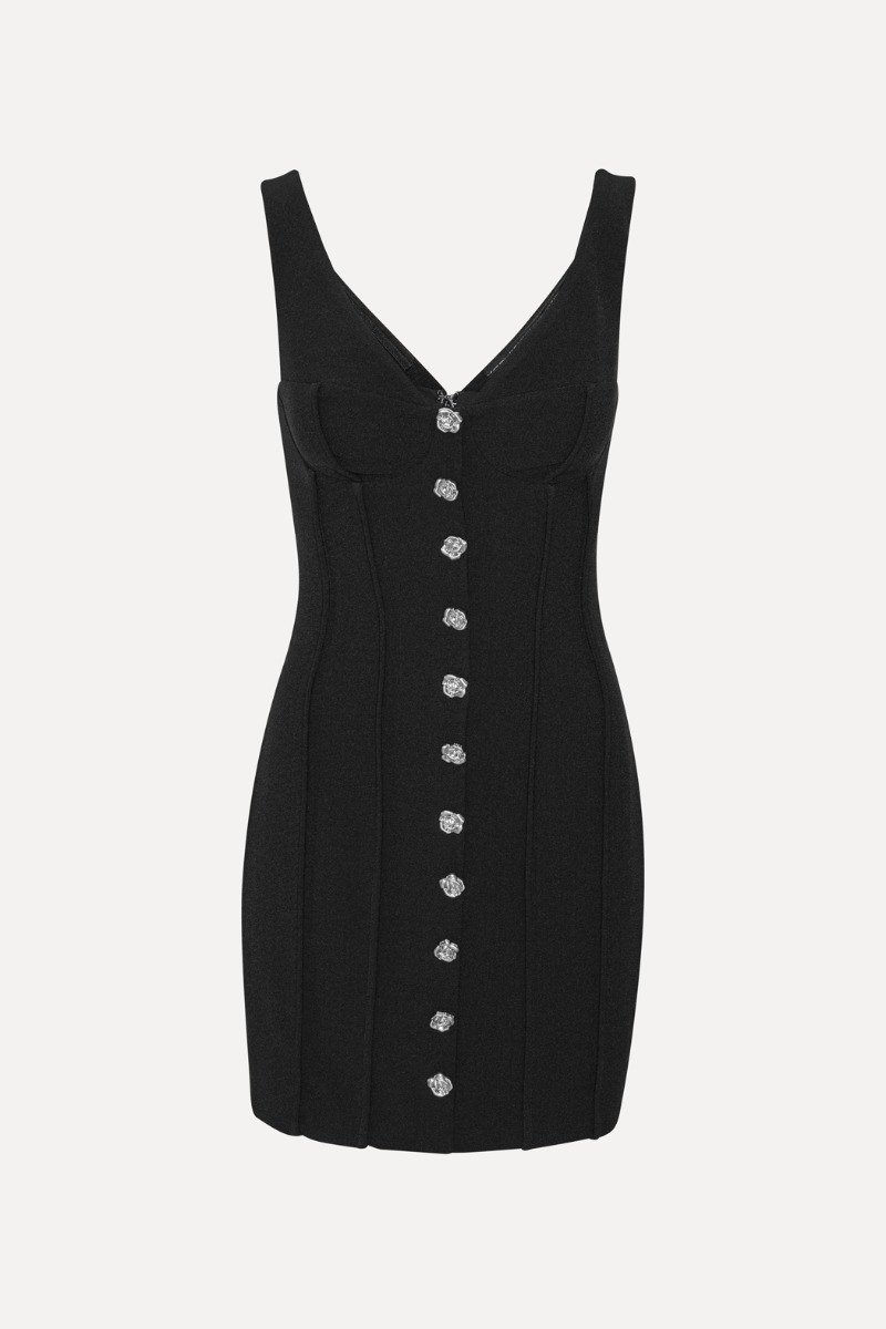 Rotate Birger Christensen Crepe Off Shoulder Dress Black