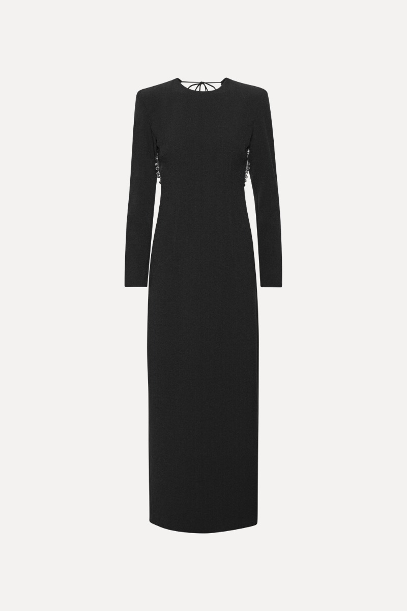 Rotate Birger Christensen Crepe Open Back Dress Black
