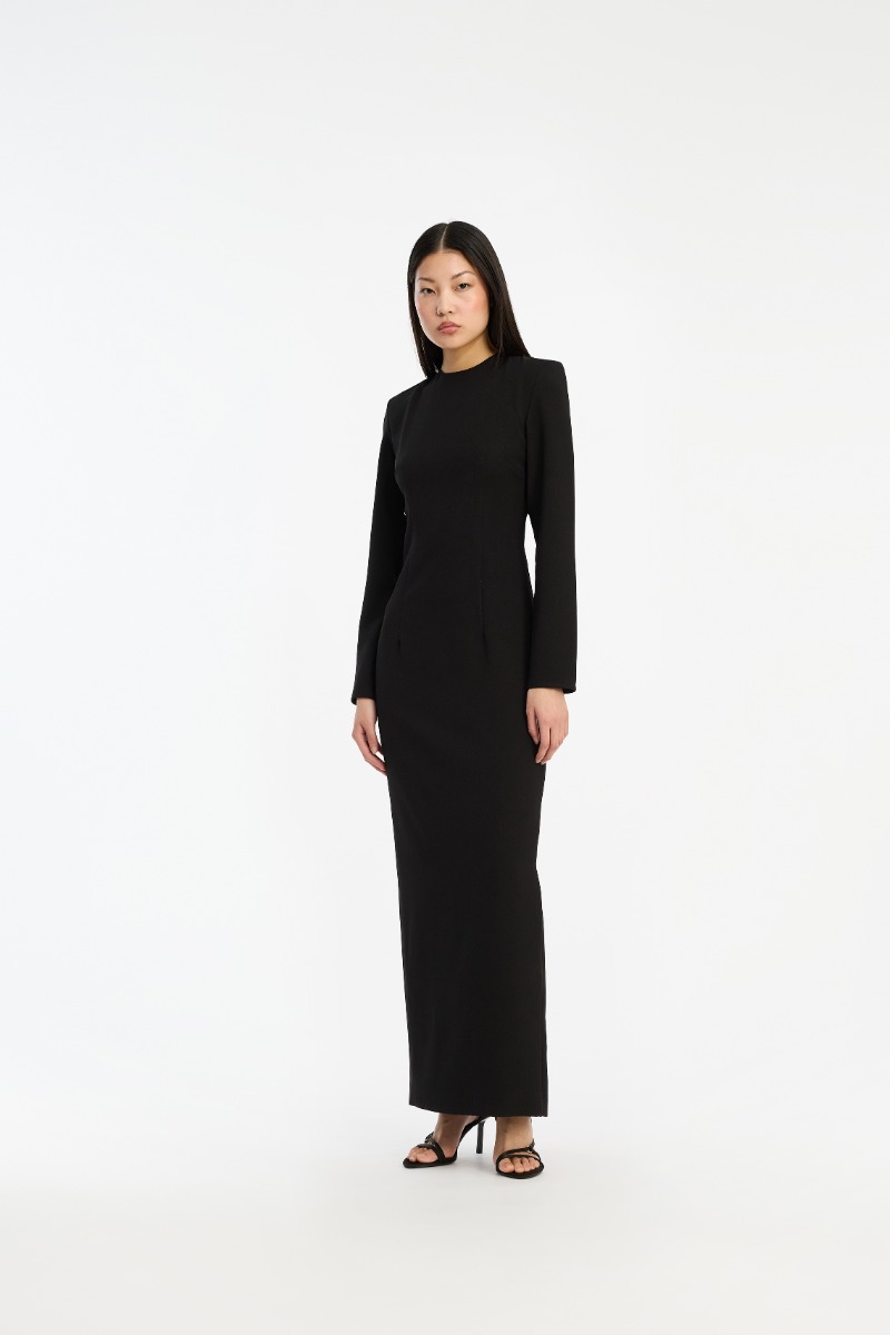 rotate birger christensen Crepe Open Back Dress Black