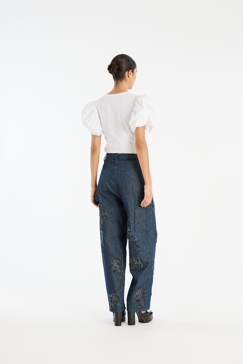 Rotate Birger Christensen Denim Boyfriend Jeans Dark Blue