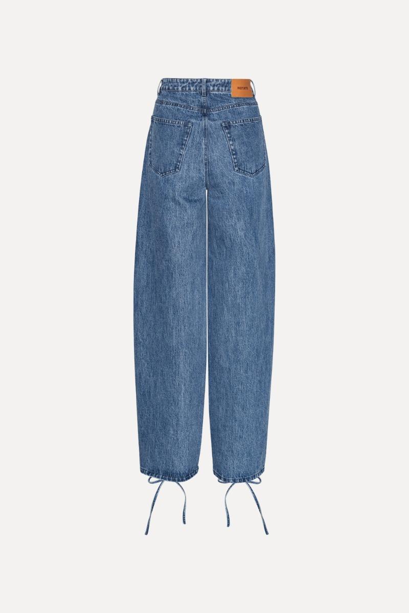 Rotate Birger Christensen Denim Laced Leg Pants Blue