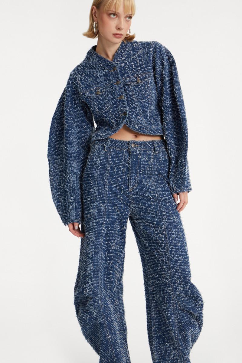 Rotate Birger Christensen Denim Loose Fit Pants Medium Blue