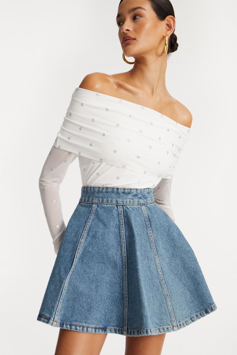 Rotate Birger Christensen Denim Mini Skirt Vintage Blue