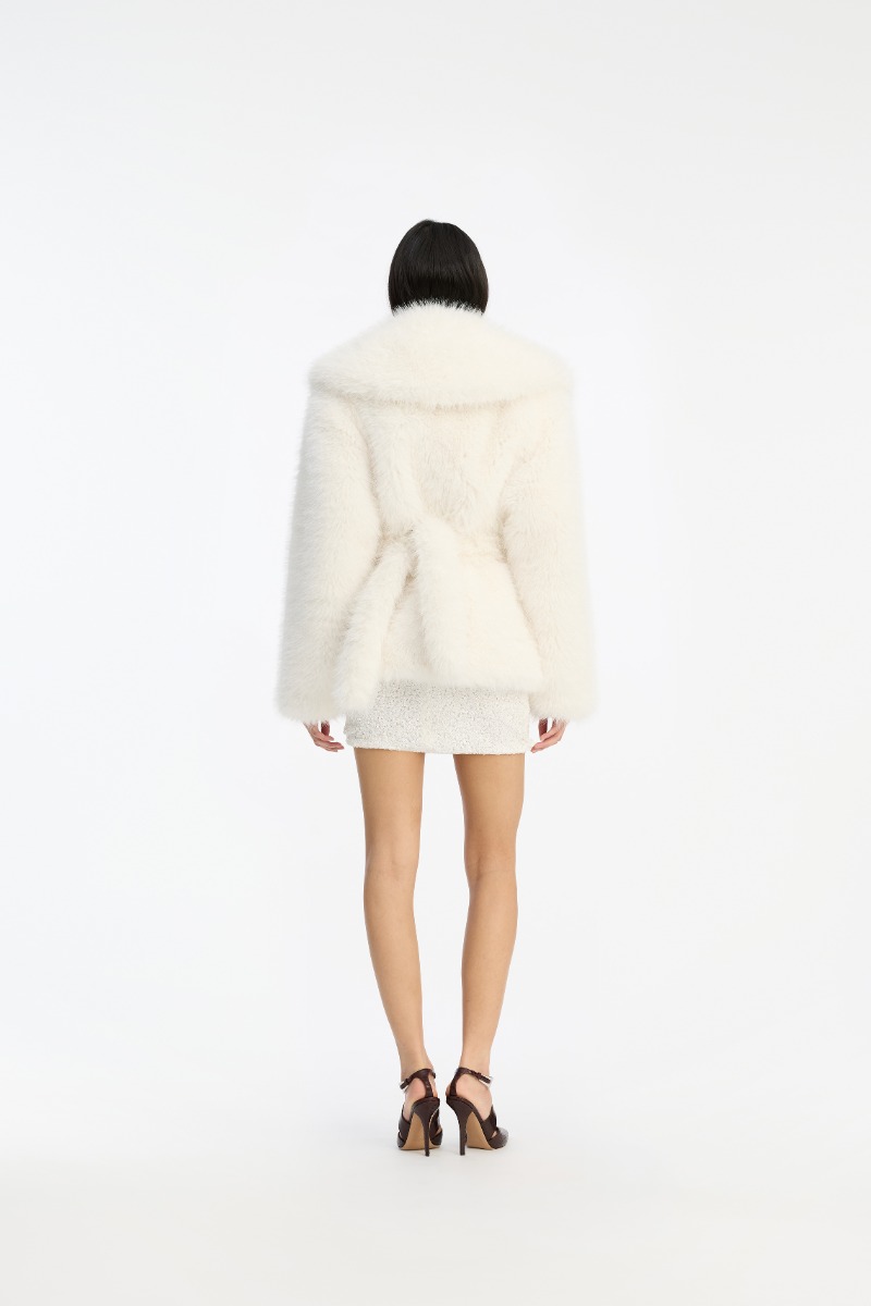 Rotate Birger Christensen Faux Fur Short Jacket White