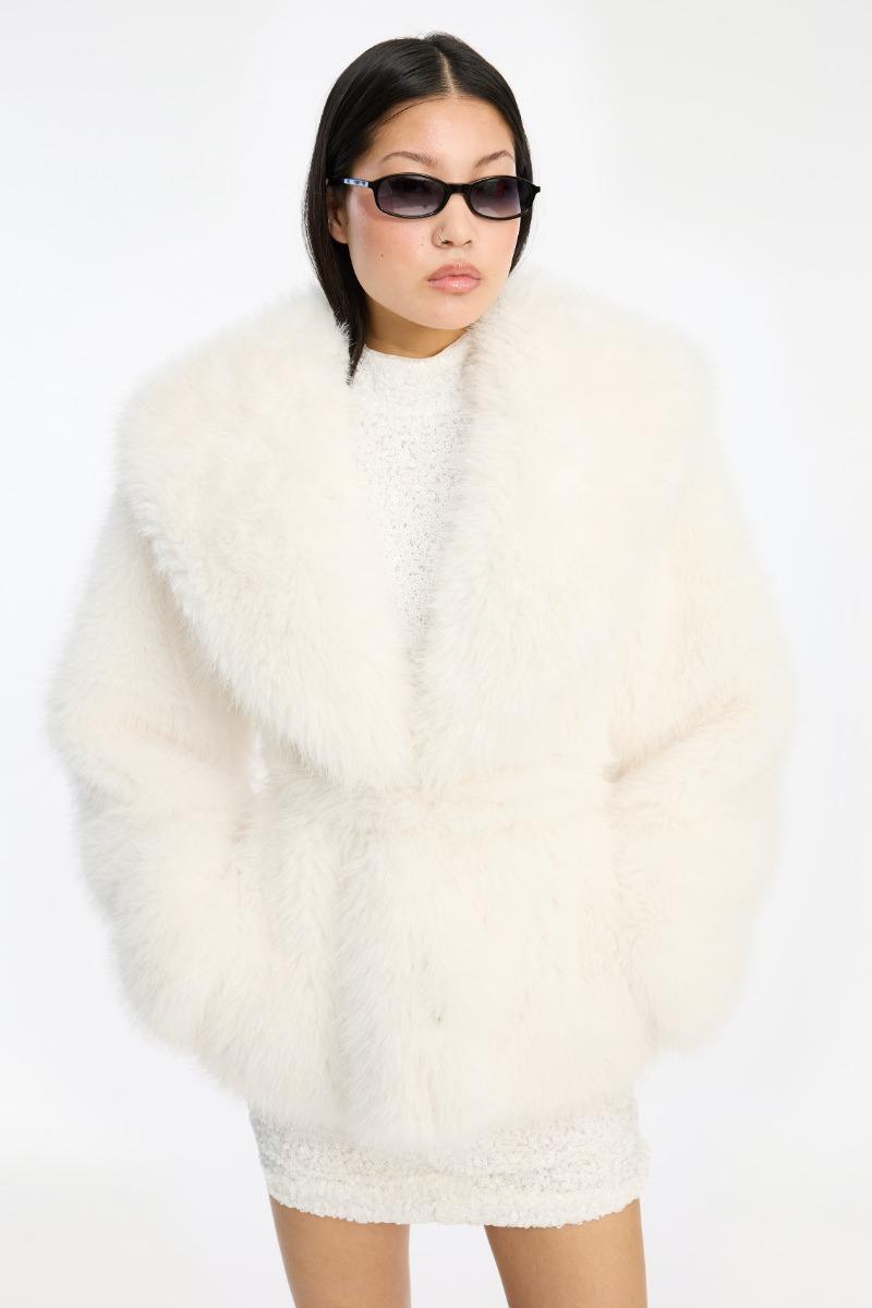 Rotate Birger Christensen Faux Fur Short Jacket White