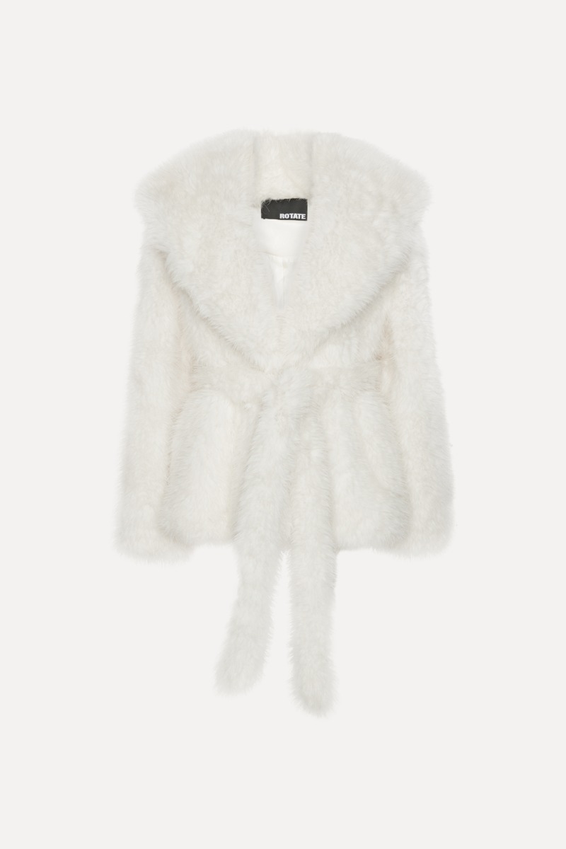 Rotate Birger Christensen Faux Fur Short Jacket White