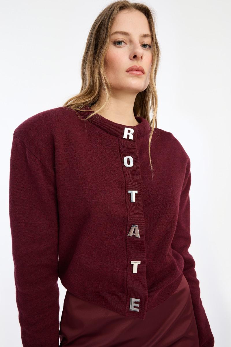 Rotate Birger Christensen Firm Knit Cardigan Burgundy