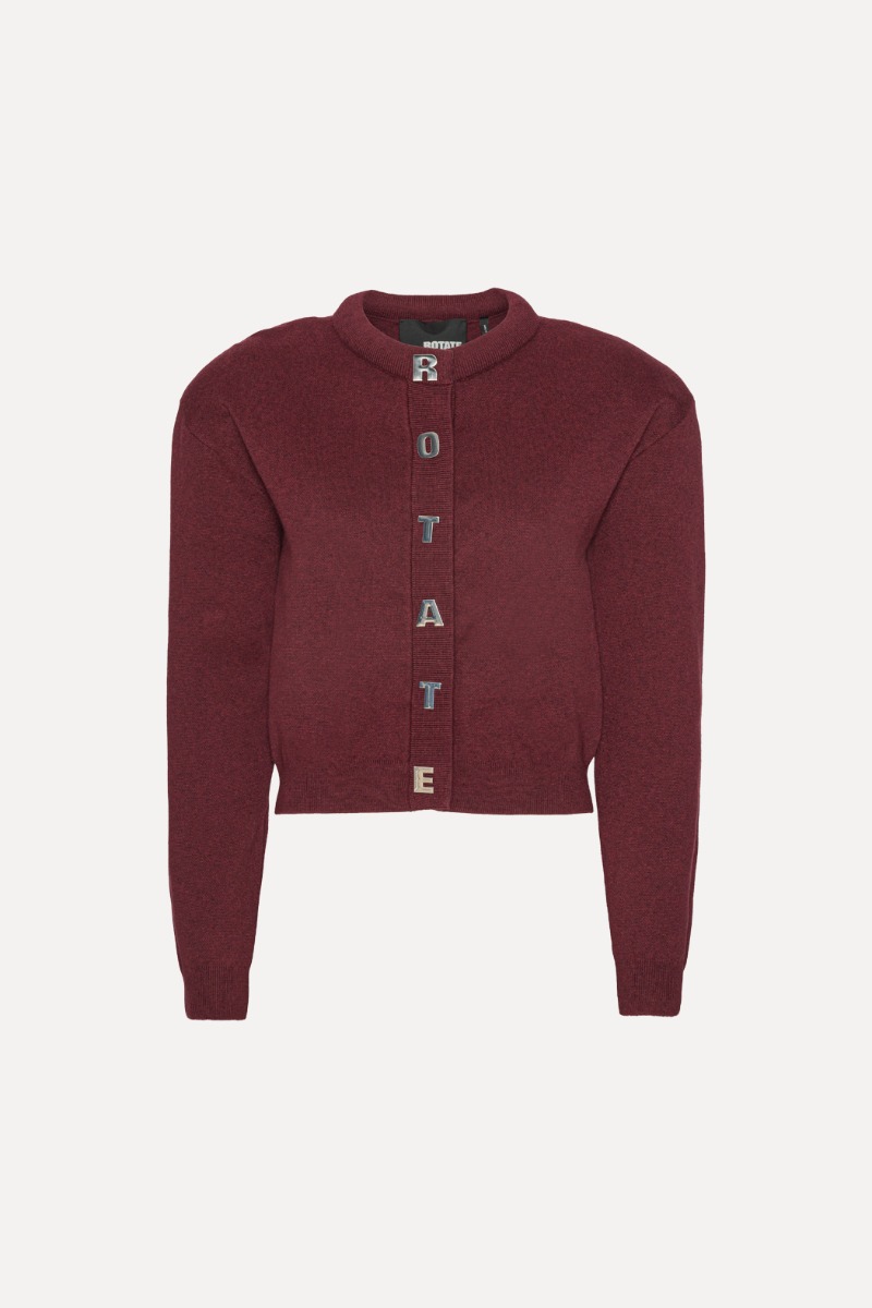 Rotate Birger Christensen Firm Knit Cardigan Burgundy