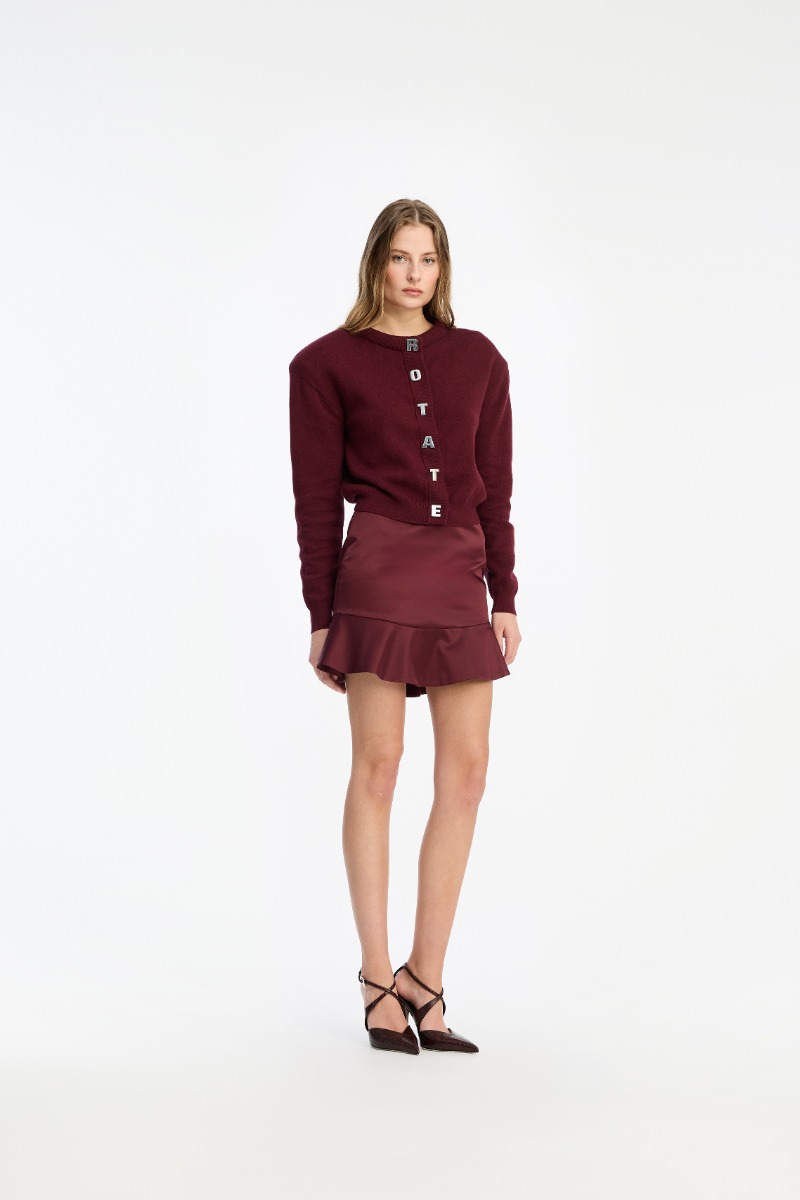 rotate birger christensen Firm Knit Cardigan Burgundy