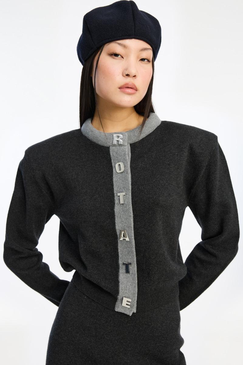 Rotate Birger Christensen Firm Knit Cardigan Dark Grey