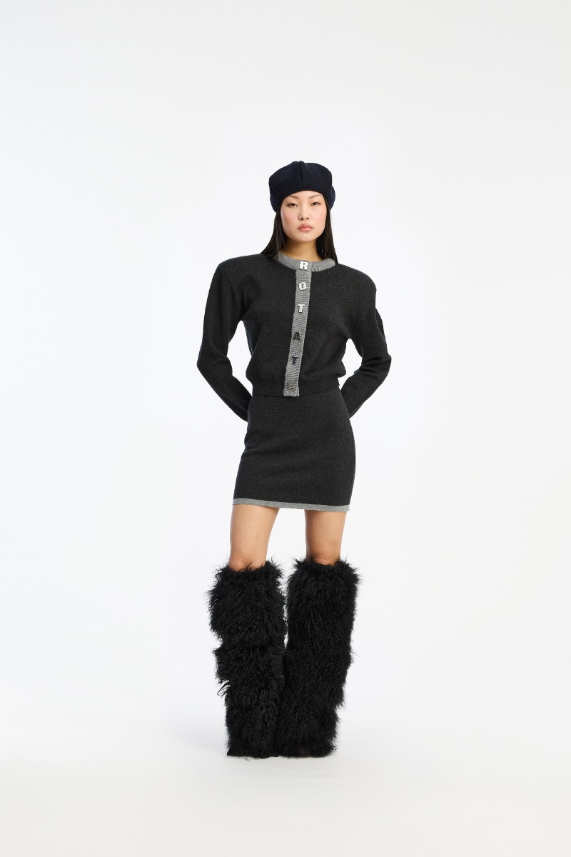 rotate birger christensen Firm Knit Cardigan Dark Grey