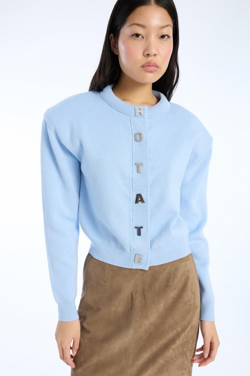 Rotate Birger Christensen Firm Knit Cardigan Light Blue