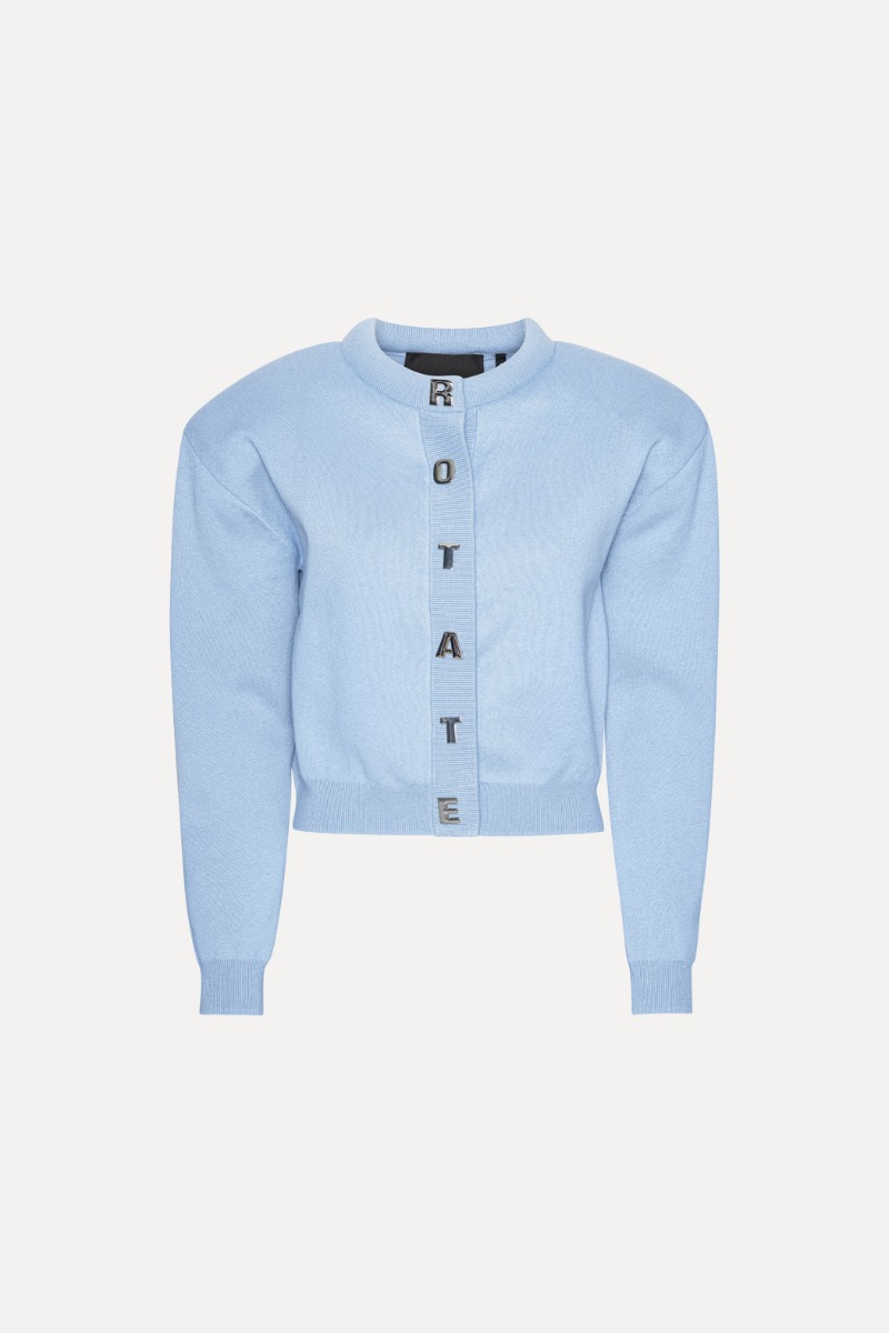Rotate Birger Christensen Firm Knit Cardigan Light Blue
