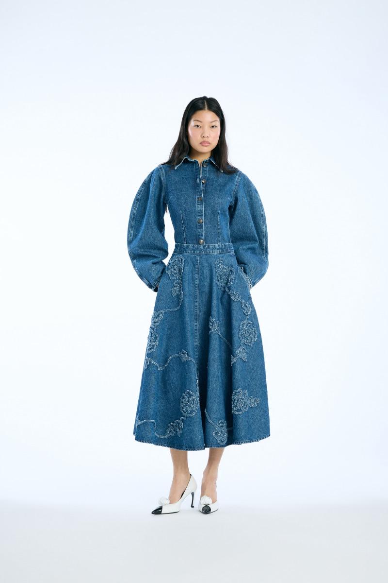 Rotate Birger Christensen Fitted Denim Shirt Medium Blue