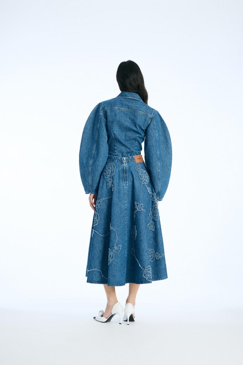 Rotate Birger Christensen Fitted Denim Shirt Medium Blue