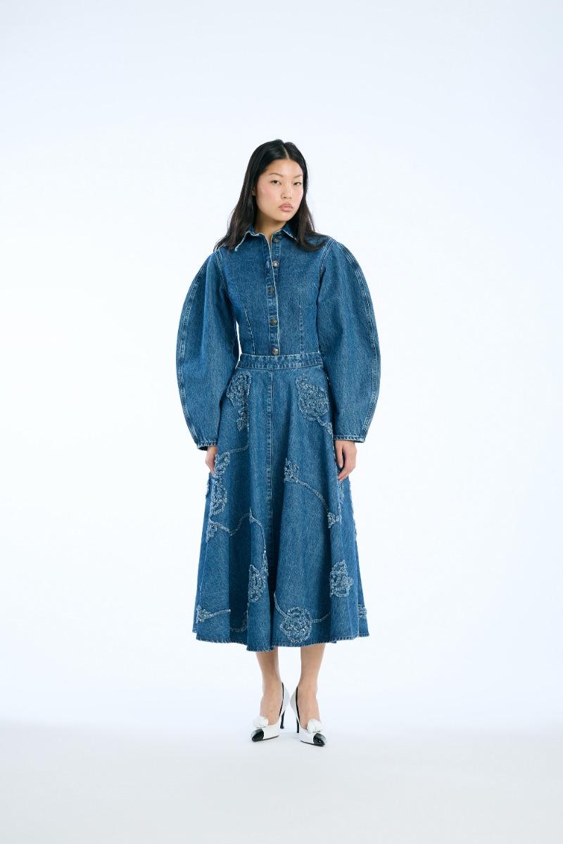 rotate birger christensen Fitted Denim Shirt Medium Blue